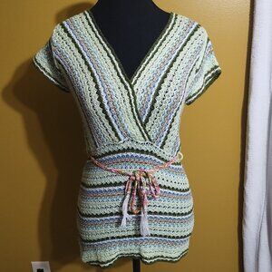 VTG Y2K Say What? Crochet Cover Up M Boho